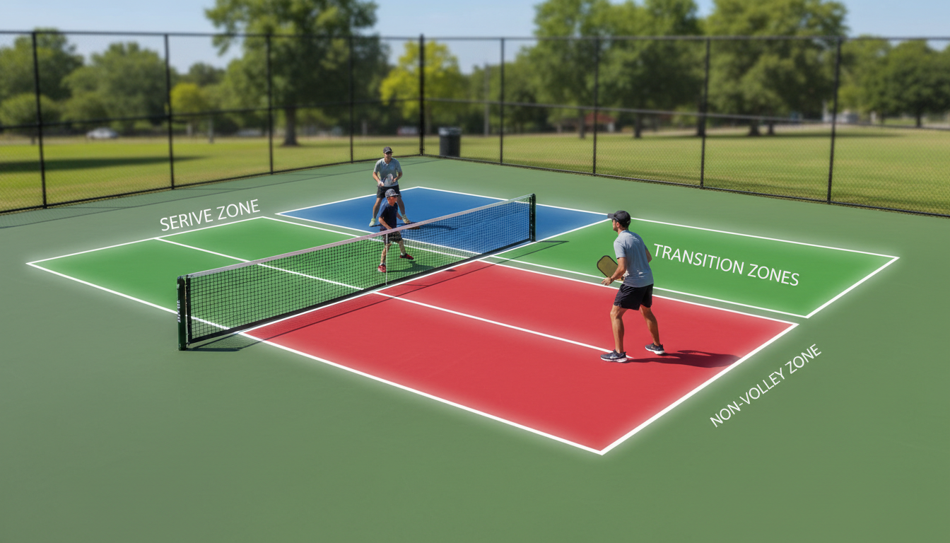 Les 4 zones du terrain de pickleball expliquées pour les débutants